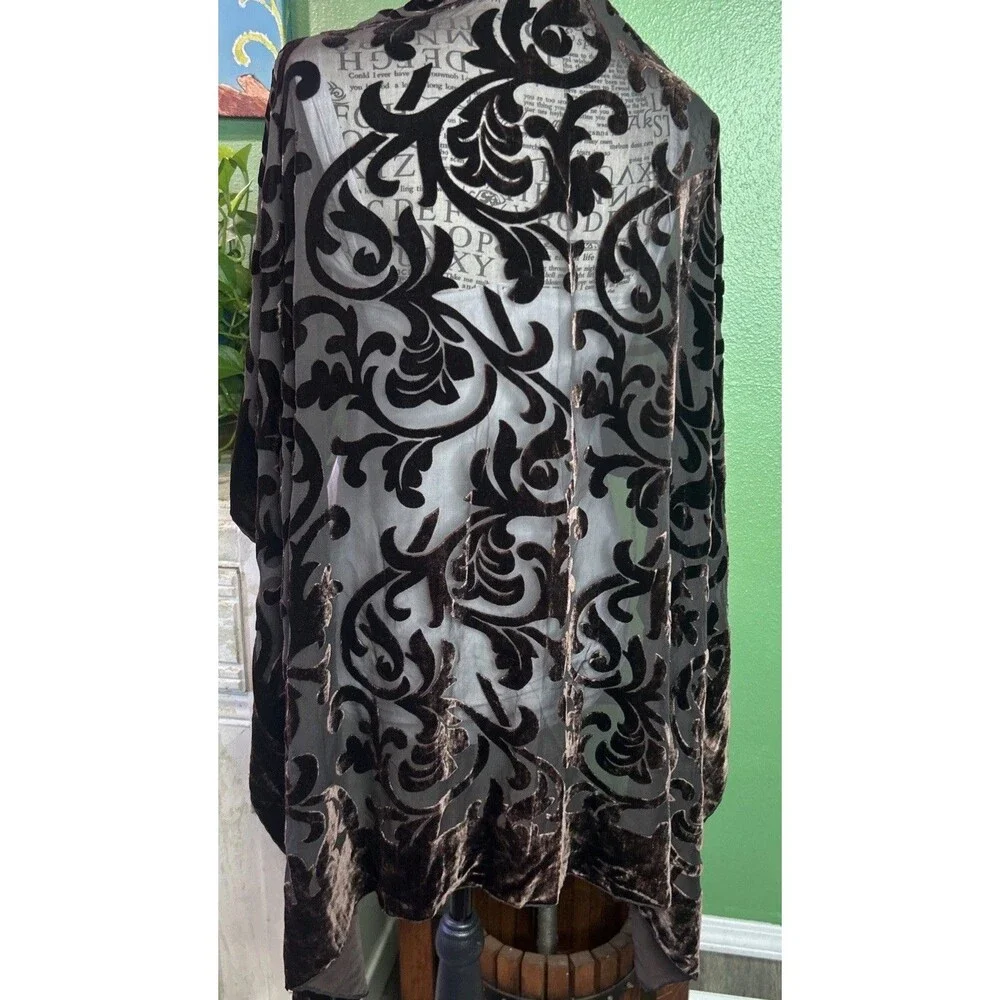 Vtg 90s Brown Burnout Velvet Scarf 40x40 Boho Y2K Grunge Fairy